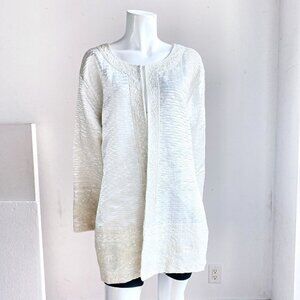 Vintage White Textured Beaded Embroidered Detail Mother of The Bride Jacket